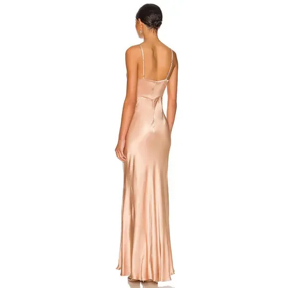 Shona Joy  La Lune Cross Draped Maxi satin Dress desert rose SZ 4 NWT $360 msrp - Picture 3 of 8